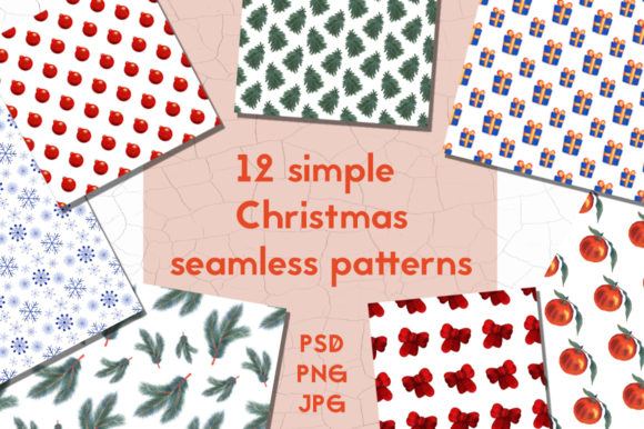 12 Simple Christmas Seamless Patterns