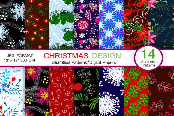 14 Christmas Hand Drawn Design Patterns for Creative Projects