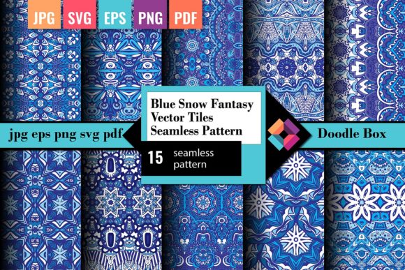 Blue Winter Geometric Seamless Patterns