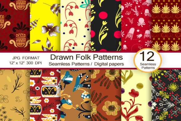 Drawn Folk Patterns Scrapbook