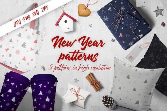 New Year Digital Paper Patterns Pack