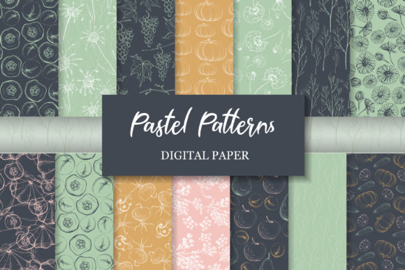 Pastel Patterns. Fruit Vegetable Flower