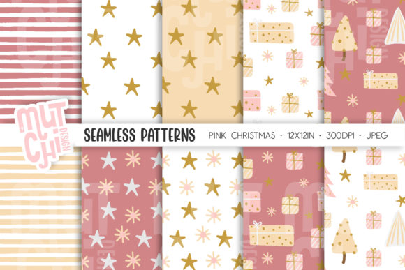 Pink Scandinavian Christmas Patterns Set