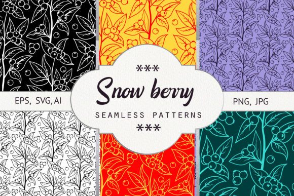 Snow Berry. Seamless Patterns