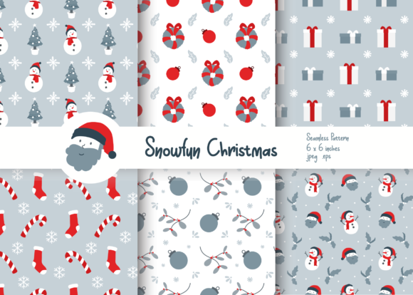 Snow Fun Christmas Seamless Patterns