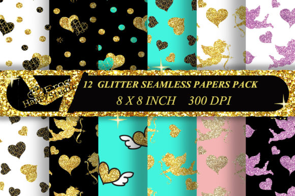 Valentine Glitter Seamless Patterns Pack