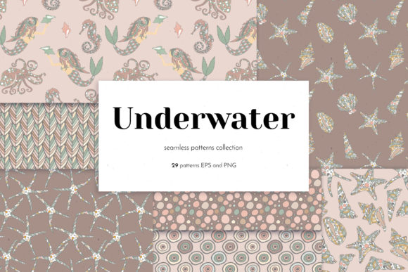 Vintage Underwater Seamless Patterns
