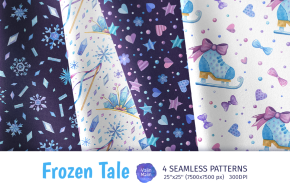 Watercolor Winter Seamless Patterns